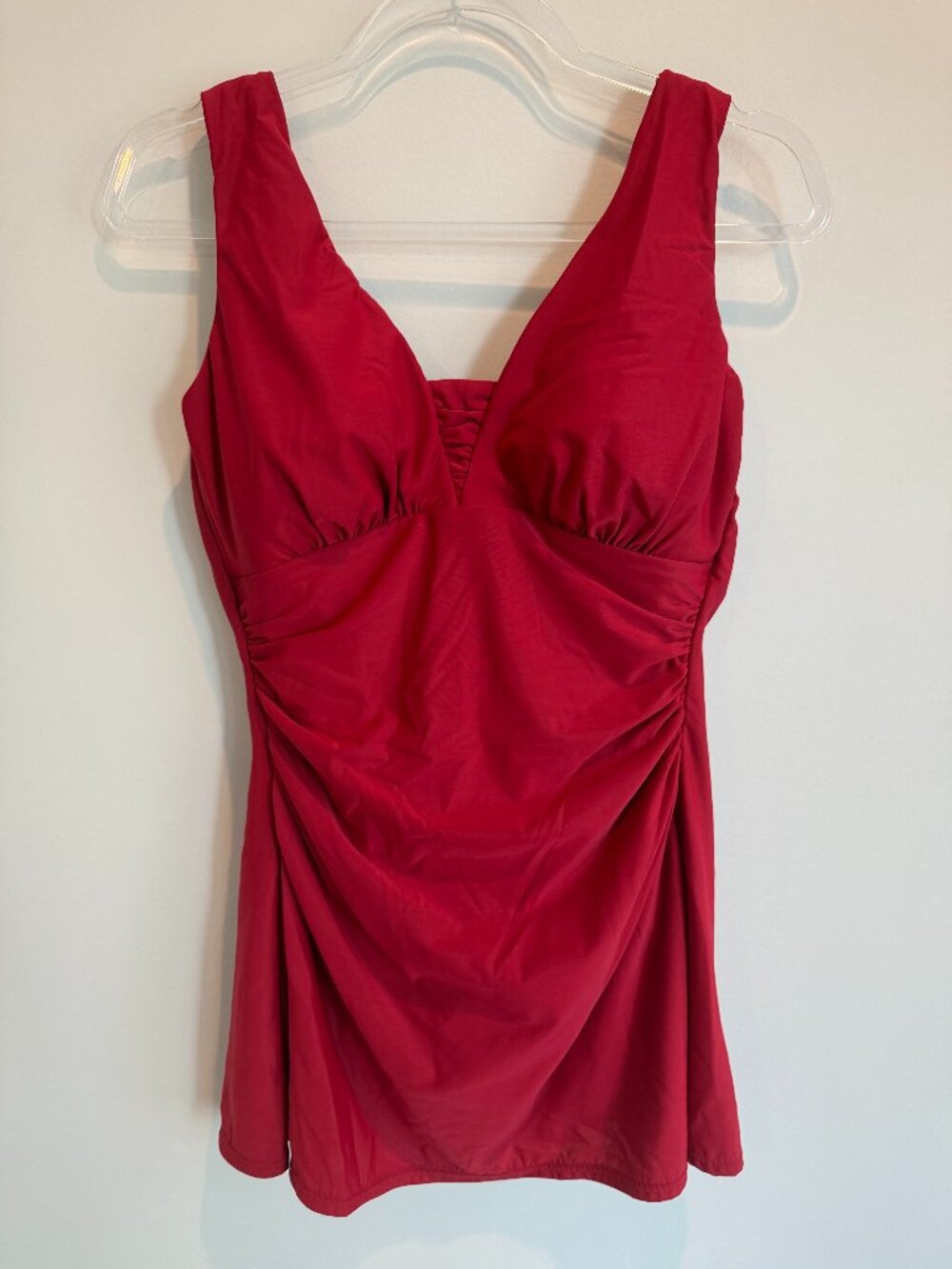 Lands' End Red Grecian SlenderSuit Swimdress Swimsuit - Size 14